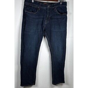 Copper & Oak Jeans Mens 36x30 Dark Wash Slim Straight Stretch Denim Casual
